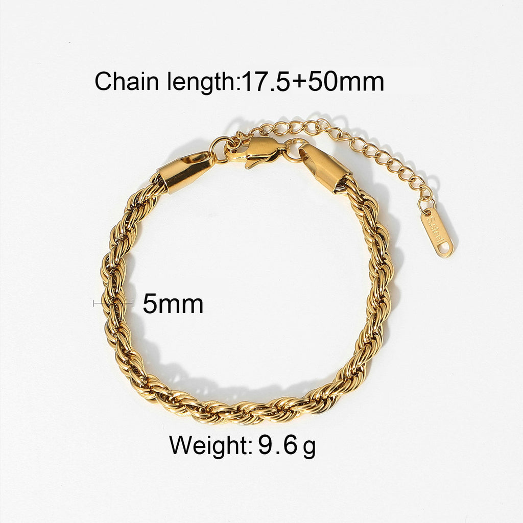 Jewelry Set Miami Cuban Chain Bracelet Bangle Flat Snake Layered Wear18K Gold-plated Stainless Steel Bracelet for Women