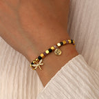 B0291 Vacation Ocean Dragonfly Inlaid Zircon Beaded Bracelet