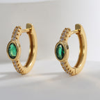 E0465 Round Single-Sided Trendy Circle Earrings for Women Simple Zircon Hoop Earrings