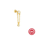 Gold-Ball Chain Tassel 925 Sterling Silver Cartilage Stud — wearable scale detail — jewelry finish and design detail