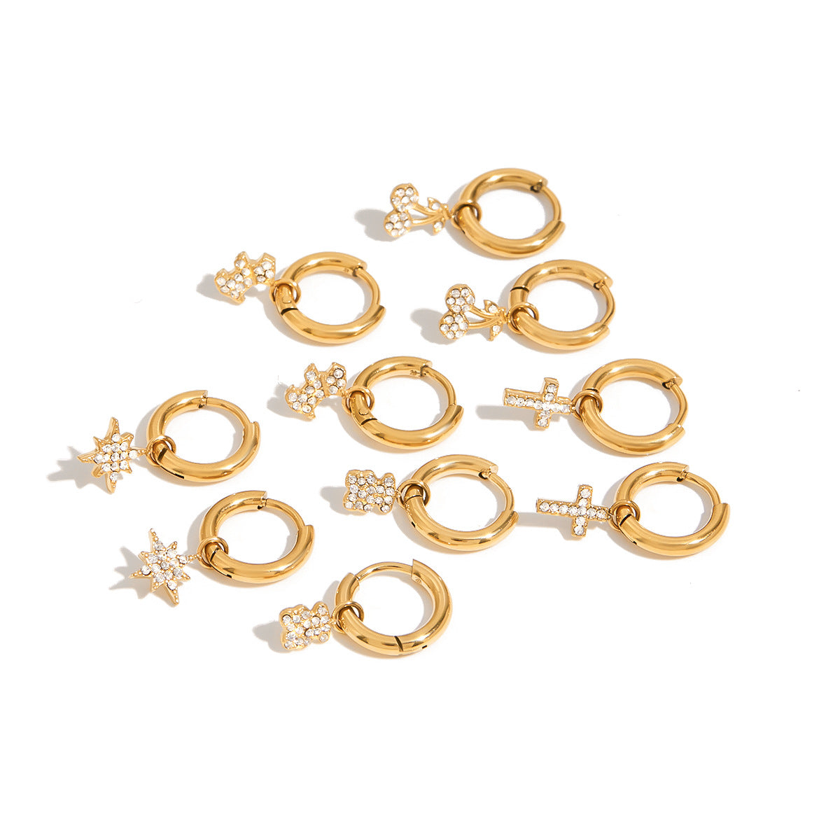 Stainless Steel Rhinestone Earrings Women's Earrings Non-Fading Earrings Jewelry