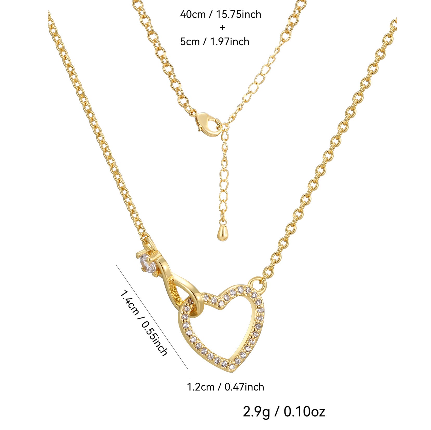 CYN0198 Heart-shaped Necklace for Women Love Heart Collarbone Chain