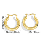 E0201 Basic Gold-Plated Smooth Earrings for Women, Simple Style with Metallic Texture Hoops