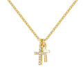 Gold-Plated Brass Cross CZ Pendant Necklace with a pendant design profile