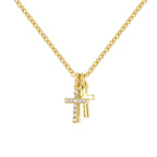 N0292 Retro Personalized Design Necklace for Women Gold-Plated Zircon Cross Pendant