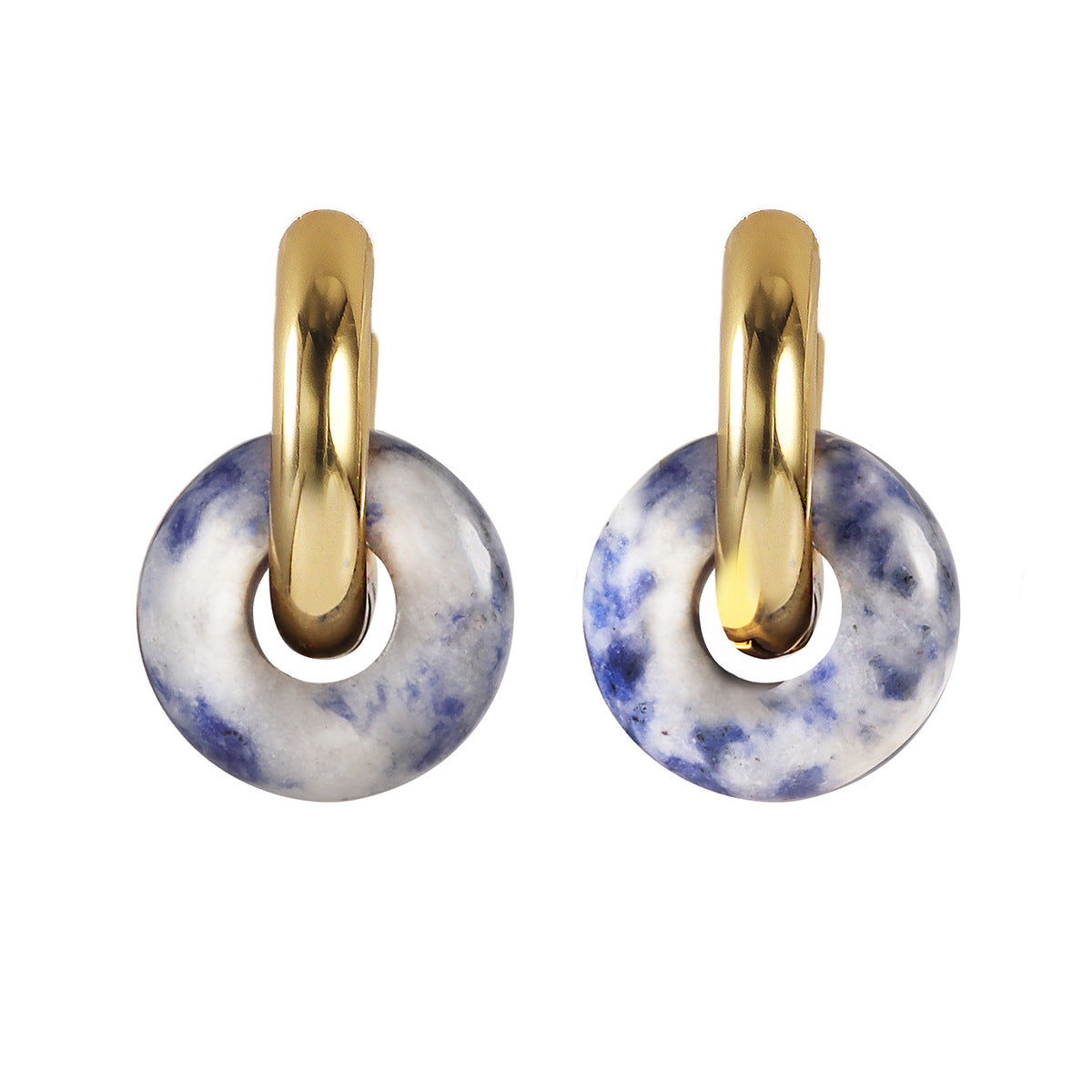 E0424 Vintage Trendy Synthetic Turquoise Earrings for Women Multicolor Stone Hong Kong Round Hoop Earrings