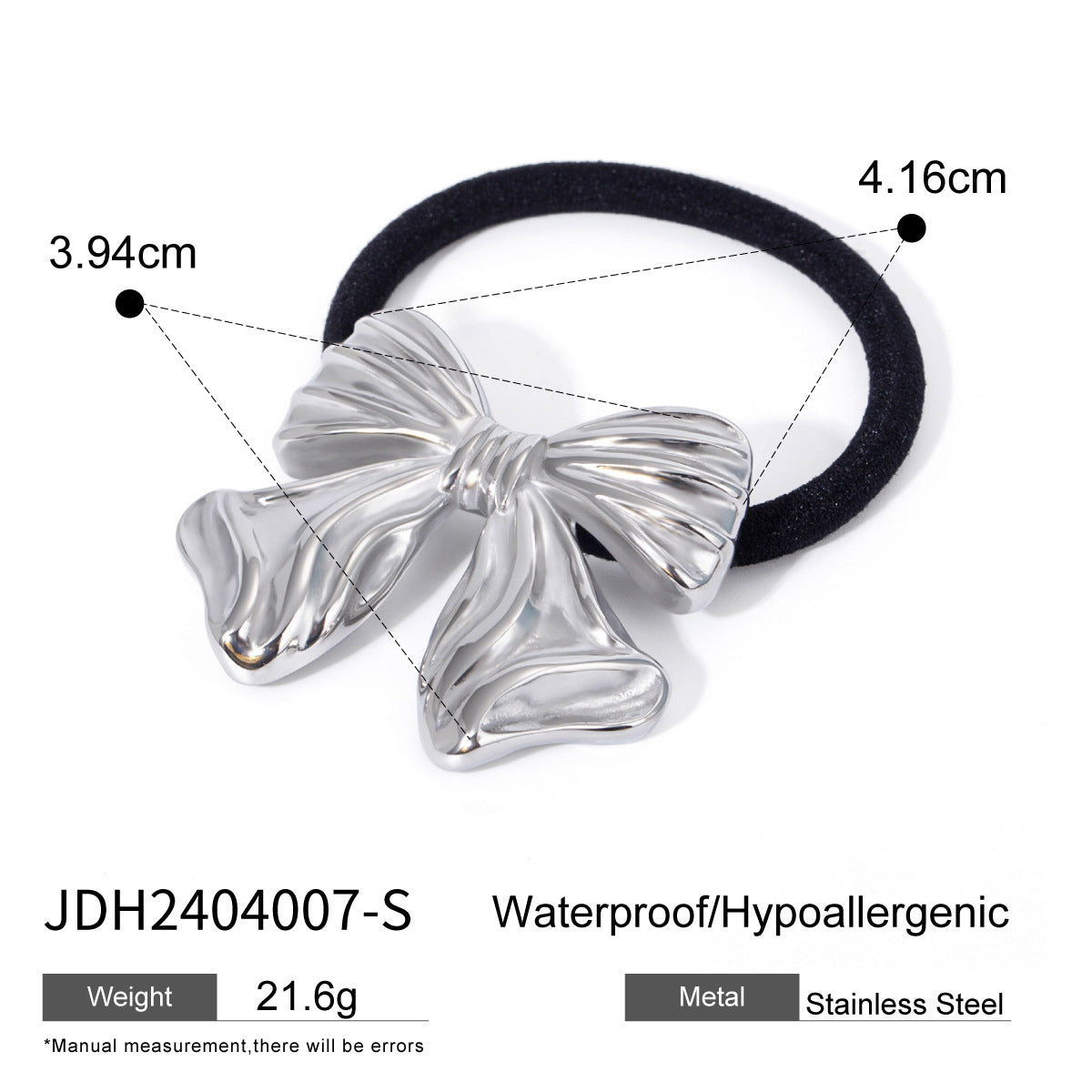 18k Gold Stainless Steel Hair Tie Hair Accessory Glossy U Large Black Hair Tie