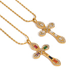 2H Zircon Cross Necklace Non-Fading Stainless Steel Necklace Women's Jewelry