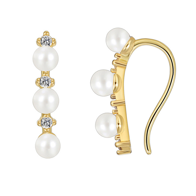 E0446 Design Sense Zirconia Earrings for Women Copper Gold Plated Fashion Shell Pearl Earrings