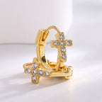 E0673 Fashion Creative Cross Micro Pave Zircon Earrings for Women Trendy Cool Minimalist Ear Clips