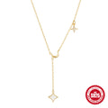 925 Sterling Silver Four Pointed Star Moon Pendant Necklace Diamonds — collection product image 06