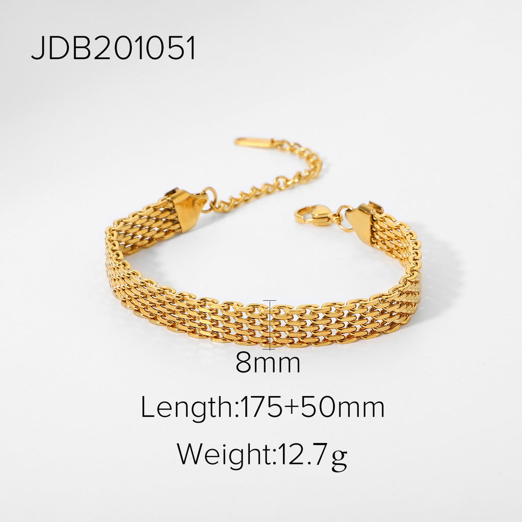 2H Stainless Steel Cuban Bracelet Versatile Bracelet Vacuum Electroplating Vintage Style Cuban Chain