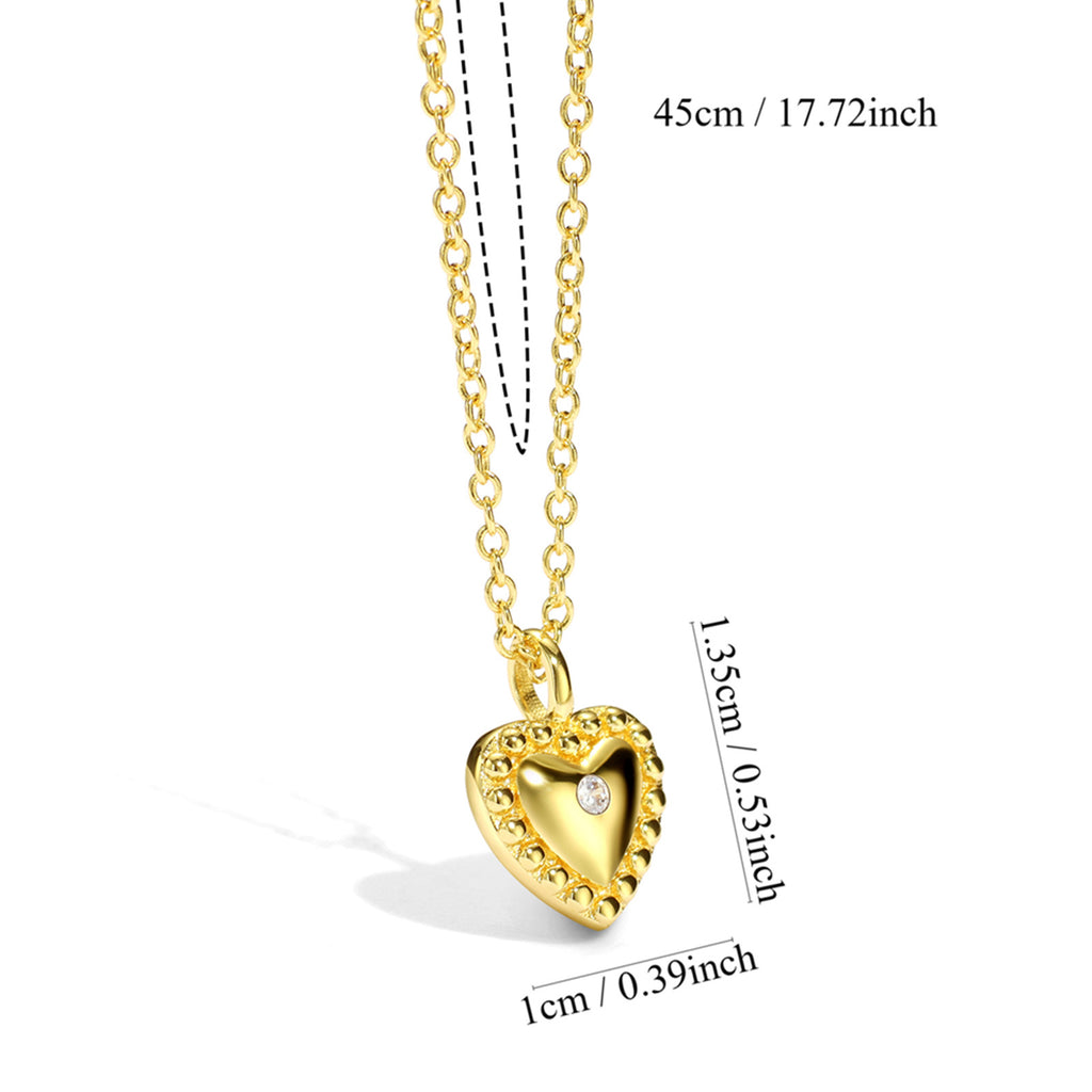 CYN0056 Heart-shaped Pendant Necklace for Women, Heart-shaped Zircon Inlay, Romantic Peach Heart Jewelry, One-piece Dropshipping