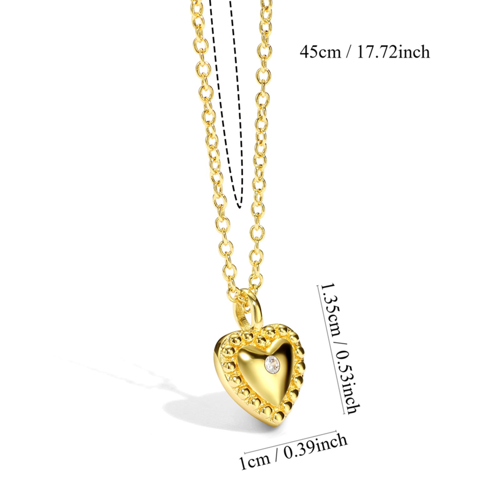 CYN0056 Heart-shaped Pendant Necklace for Women, Heart-shaped Zircon Inlay, Romantic Peach Heart Jewelry, One-piece Dropshipping