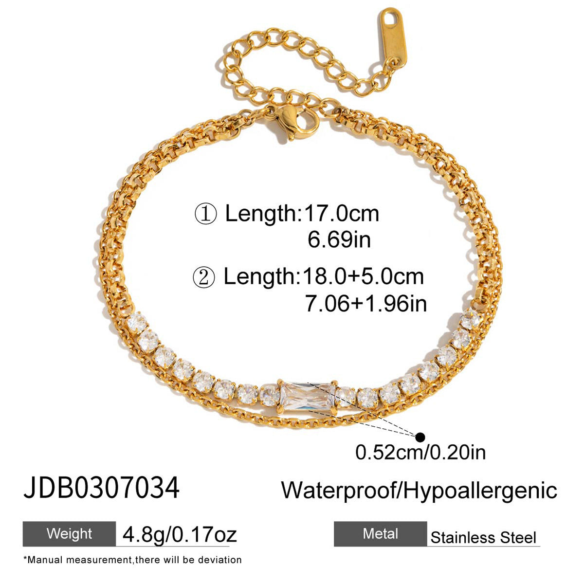 Zircon Bracelet Stainless Steel Jewelry Girls Jewelry