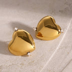 2H Stainless Steel Love Heart Stud Earrings Zircon Earrings Non-Fading Ear Jewelry