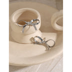 2H 18K Gold Stainless Steel Bow Earrings for Women Fashion Simple Snake Bone Chain Small Stud Earrings