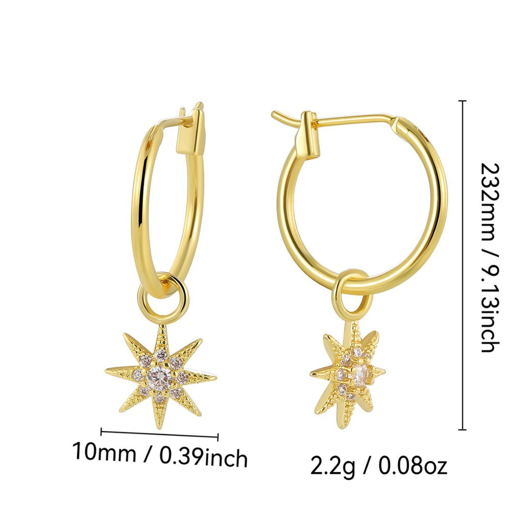 E0797 Creative Design Gold-Plated Earrings for Women Sunflower Micro-Inlaid Zirconia Drop Earrings