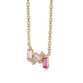 Gold-Plated Brass Pavé Pink CZ Necklace with gold-tone brass construction