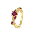 Gold-Plated Brass Minimalist Red CZ Ring with gold-tone brass construction