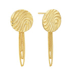 E0627 Creative Fashion Design Wave Pattern Earrings for Women Brass Gold-Plated Tassel Chain Earrings