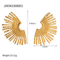 Turquoise Gold-Plated Stainless Steel Stud Earrings — material detail — jewelry finish and design detail