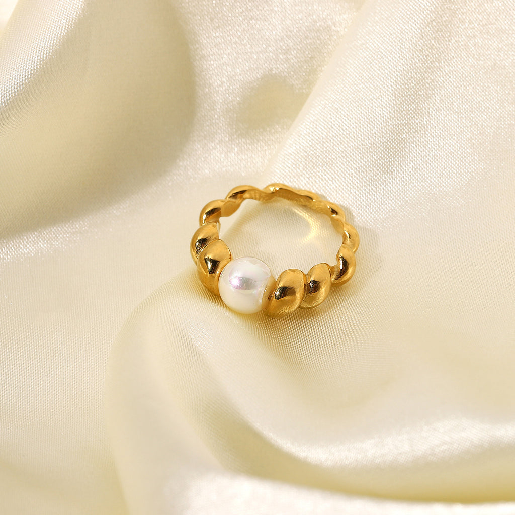 2H Vintage Style18K Gold-Plated Stainless Steel Ring Braided Style Ring for Women Fashion Ring Style
