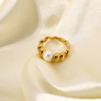 2H Vintage Style18K Gold-Plated Stainless Steel Ring Braided Style Ring for Women Fashion Ring Style