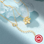 Sterling Silver Flower Zircon Necklace Collarbone Chain