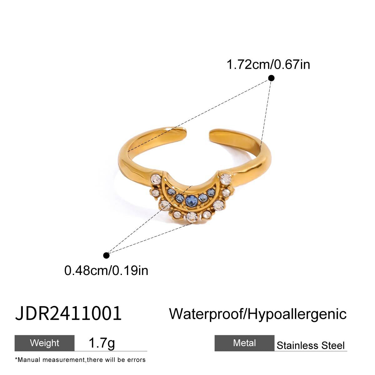 2H Stainless Steel Moon Stacking Rings