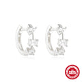 Small Round Crystal 925 Sterling Silver Hoop Earrings — earring silhouette — alternate angle 2 — jewelry finish and design detail