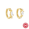 Rainbow Star Moon Zircon 925 Sterling Silver Hoop Earrings — decorative detail — alternate angle 2 — jewelry finish and design detail