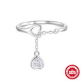 Heart Petal 925 Sterling Silver Open Ring — wearable scale detail — alternate angle 2 — jewelry finish and design detail