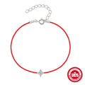 Floral Zircon Red Cord 925 Sterling Silver Bracelet — inner surface view — jewelry finish and design detail