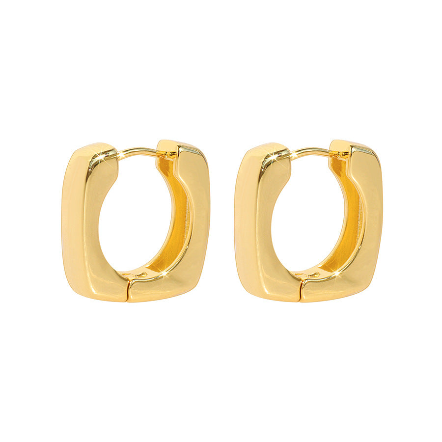 E0851 Square Fashion Design Polished Surface Earrings Ear Clips