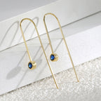 E0363 New style simple blue zircon earrings fashion U Long-shaped Earrings Ear Hooks Ear Jewelry