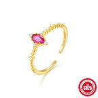 New Product S925Sterling Silver Ring Japanese and Korean Design Sense Geometric Zircon Ring Fashion Open Index Finger Ring