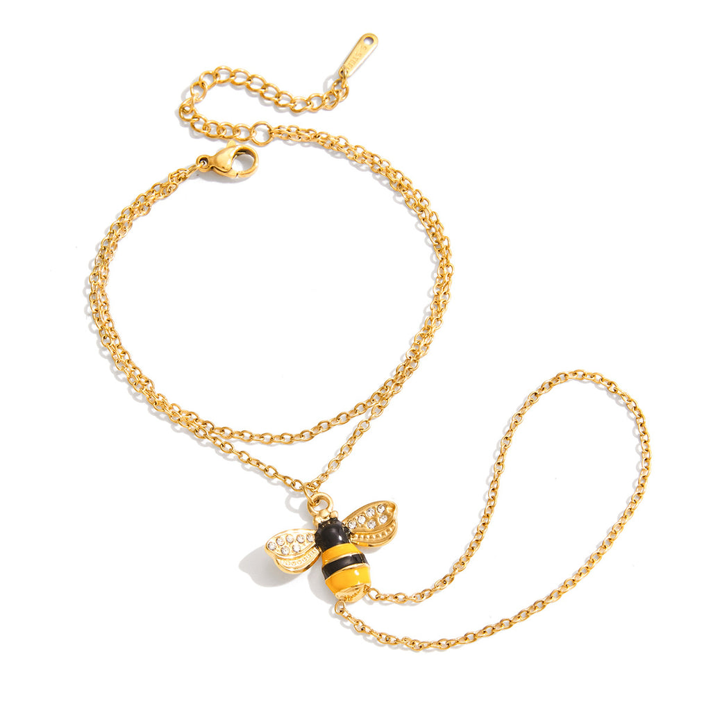 2H Bee Finger Bracelet Stainless Steel Jewelry for Women Non-Fading Accessories