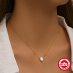 S925 Sterling Silver Water Drop Collarbone Necklace With Zircon