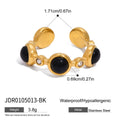 Gold-Plated Cubic Zirconia Stainless Steel Ring — close-up detail — jewelry finish and design detail