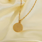 Street Trend Unisex Pendant Necklace Round Eight-Pointed Star Black Diamond Stainless Steel Water Wave Chain