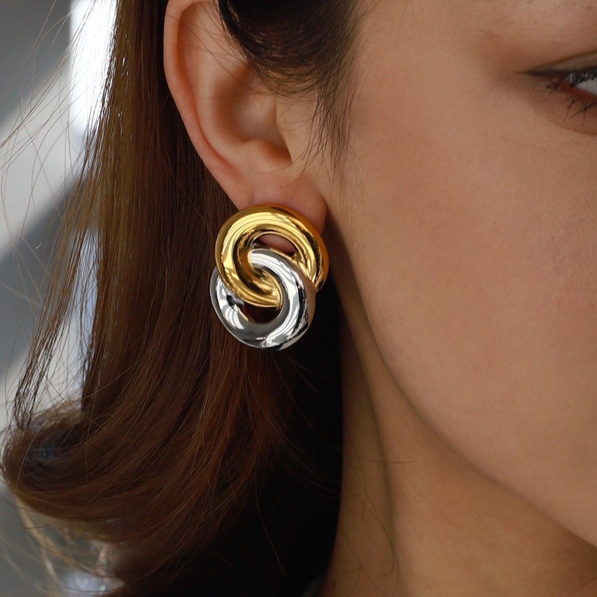 Color Block Stud Earrings Earrings Stainless Steel Jewelry