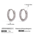 Stainless Steel Hoop Earrings in Gold-Plated with Stud Detail — alternate product view — jewelry finish and design detail