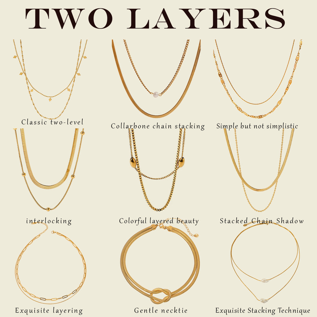 Double Layer Stacked Necklace Collarbone Chain Stainless Steel Jewelry Non-Fading