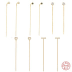 S925Pure Silver Long Minimalist Tassel Claw Setting Diamond Ear Thread Earrings Korean and Japanese Heart Earrings