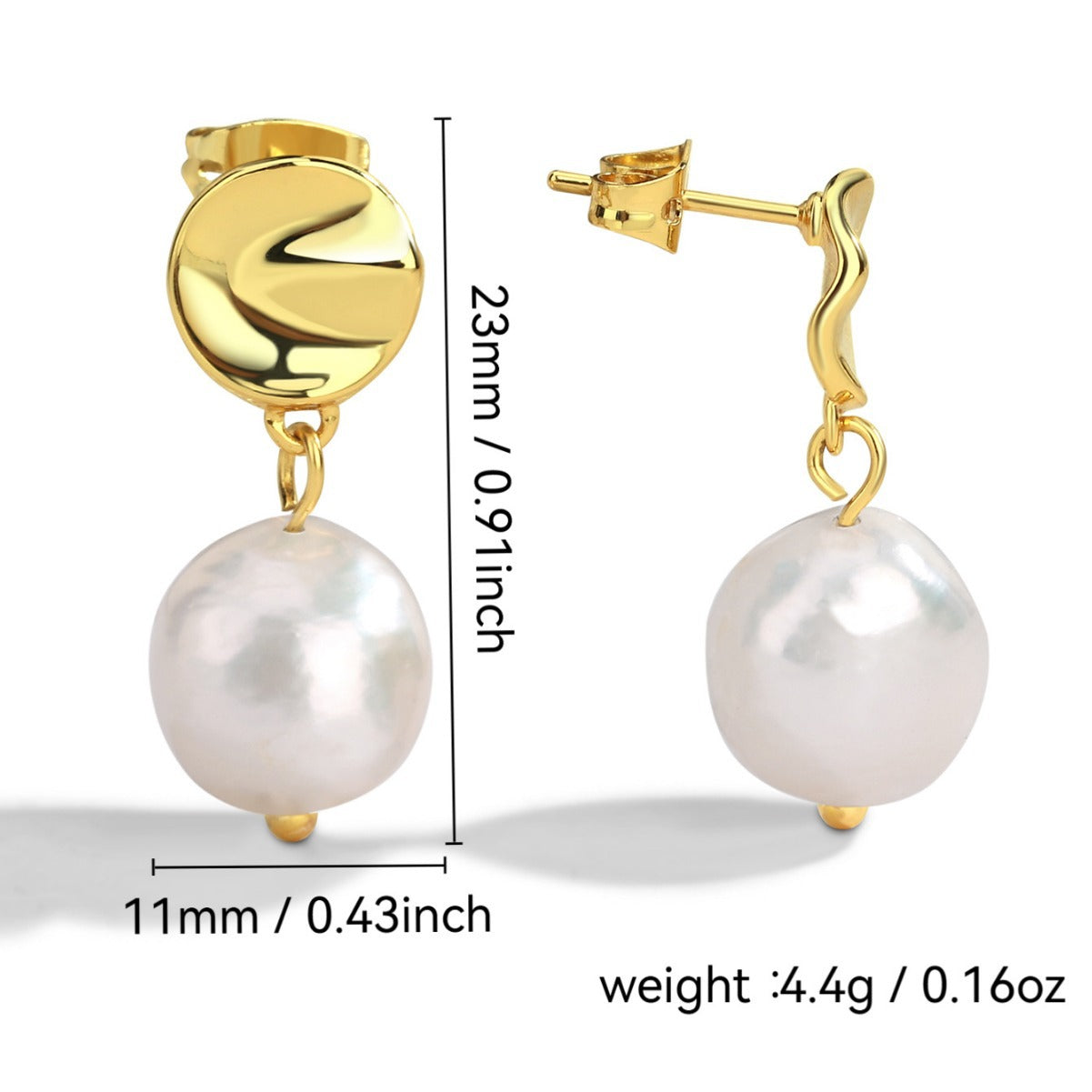 E0245Earrings Vintage Minimalist Style Natural Baroque Freshwater Pearl gold Earrings for Women