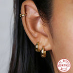 s925Pure Silver Minimalist Round Wide Ear Cuff Hoop Earrings Hot Sale Geometric Small Smooth Earrings Jewelry