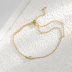 B0094 Simple Versatile Zircon Finger Bracelet for Women Brass Gold-Plated Ring Set Chain