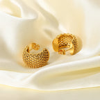 2H New style wind grid earrings18k Gold Earrings Stainless Steel Earrings Studs