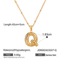 Gold-Plated Stainless Steel Initial Pendant Necklace — side detail — jewelry finish and design detail